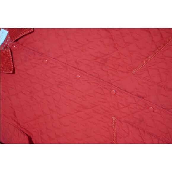 VTG Red Quilted Coat with Corduroy Collar Liz Claiborne - Picture 6 of 7